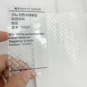 50micron White PET Vinyl Roll For Printing Tamper Evident Void Label Sticker,Partail Transfer White Void Materials