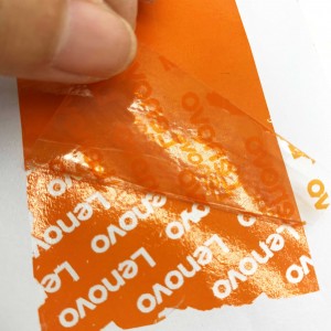 Custom Lenove Brand Transfer Tamper Evident Void Label Security Material