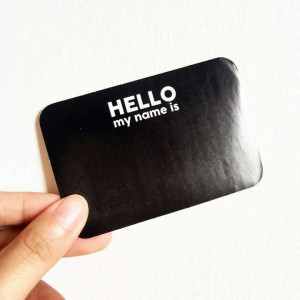 Sexy Black “HELLO,my name is” Blank Eggshell Sticker