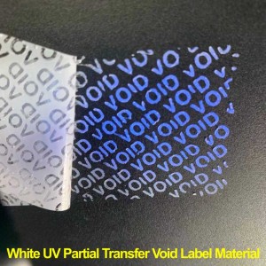 50micron White UV Partial Transfer Void Label Material,Custom Security Void Label Seals With UV Feature